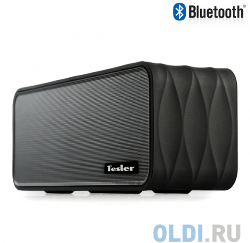Портативная акустическая система TESLER PSS-555 Черный, Bluetooth, прорезиненный корпус, дисплей, Мощность колонок 2х4,5 Вт, FM Радиотюнер