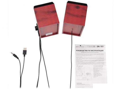 Колонки Oklick OK-161 2.0 dk.wooden dark 6W портативные