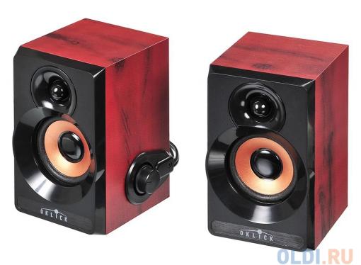 Колонки Oklick OK-161 2.0 dk.wooden dark 6W портативные