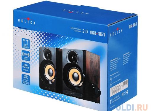 Колонки Oklick OK-161 2.0 dk.wooden dark 6W портативные