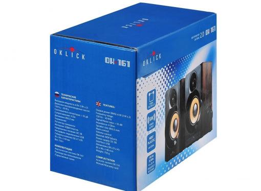 Колонки Oklick OK-161 2.0 dk.wooden dark 6W портативные