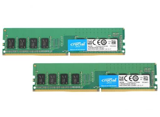 Память DDR4 16Gb 2x8GB (pc-19200) 2400MHz Crucial CL17 Single Rankx8 CT2K8G4DFS824A