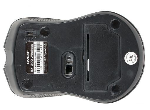 Беспроводная мышь SVEN RX-300 Wireless черная, BlueLED, 3+1(колесо прокрутки), 600/1000 dpi, симметричная
