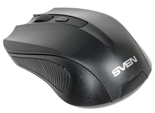 Беспроводная мышь SVEN RX-300 Wireless черная, BlueLED, 3+1(колесо прокрутки), 600/1000 dpi, симметричная