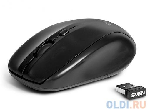 Беспроводная мышь SVEN RX-305 Wireless черная, BlueLED, 3+1(колесо прокрутки), 800/1200/1600 dpi, симметричная