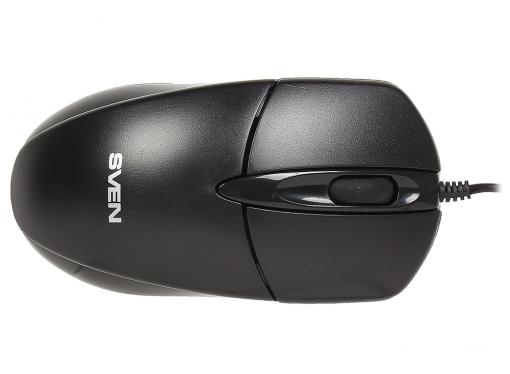 Мышь SVEN RX-112 PS/2 чёрная, 2+1 клавиши, симметричная форма, коробка цвет