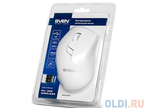 Беспроводная мышь SVEN RX-325 Wireless белая, 4 клавиши, эргономичная форма, блистер