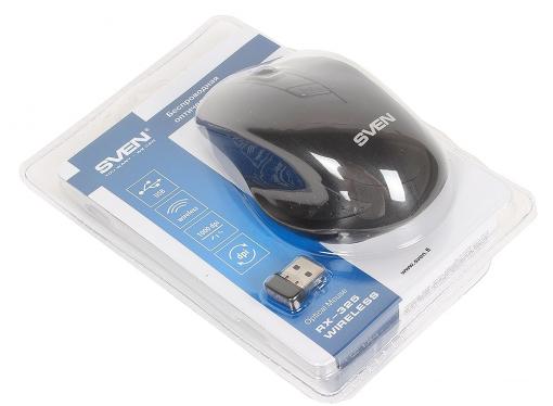 Беспроводная мышь SVEN RX-325 Wireless черная, 4 клавиши, эргономичная форма, блистер