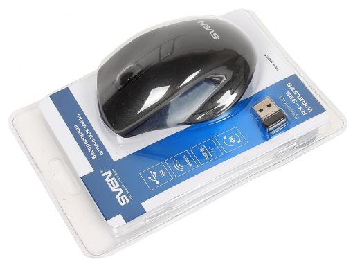 Беспроводная мышь SVEN RX-325 Wireless черная, 4 клавиши, эргономичная форма, блистер