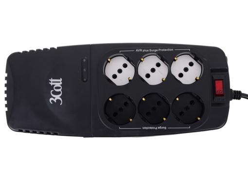 Стабилизатор напряжения 3Cott 1200VA-AVR 3*AVR + 3*Surge Protector, RJ-11/RJ-45