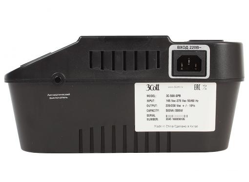 ИБП 3Cott 3C-500-SPB, 500 ВА / 300 Вт, линейно-интерактивный, управляемый, 3-х ступенчатый AVR, выходы: 8 евро-розетки + 2 IEC