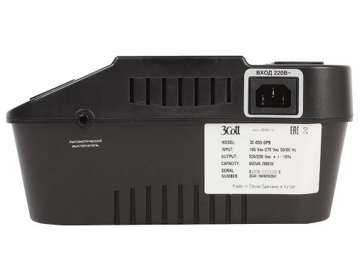 ИБП 3Cott 3C-650-SPB, 650 ВА / 360 Вт, линейно-интерактивный, управляемый, 3-х ступенчатый AVR, выходы: 8 евро-розетки + 2 IEC