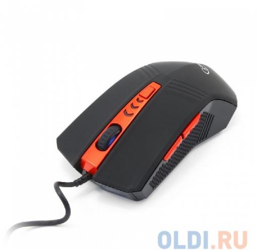 Мышь Gembird MUSOPTI8-809U, USB, черн./красн, soft touch, 2400dpi,4 кнопки + колесо-кнопка