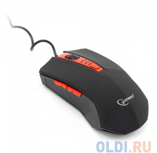 Мышь Gembird MUSOPTI8-809U, USB, черн./красн, soft touch, 2400dpi,4 кнопки + колесо-кнопка
