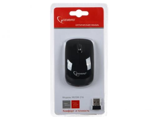 Мышь беспров. Gembird MUSW-216, черн, soft touch, 2кн.+колесо-кнопка, 2.4ГГц, 1000 dpi