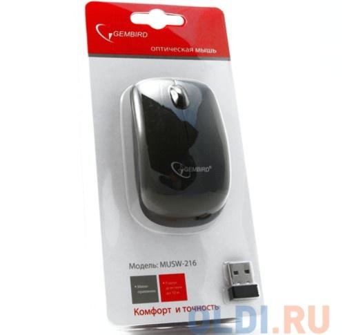 Мышь беспров. Gembird MUSW-216, черн, soft touch, 2кн.+колесо-кнопка, 2.4ГГц, 1000 dpi