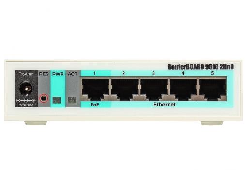 Маршрутизатор MikroTik RB951G-2HnD Беспроводной маршрутизатор 600Mhz CPU 128MB RAM 5xGbit LAN, built-in 2.4Ghz 802b/ g/ n