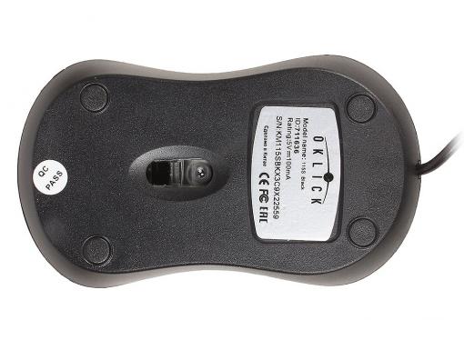 Мышь Oklick 115S black optical (1000dpi) USB for notebook (2but)
