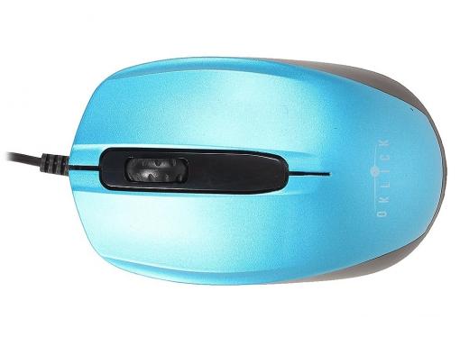 Мышь Oklick 195M blue/black optical (800dpi) USB (2but)