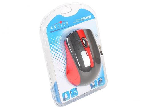 Мышь Oklick 485MW black/red optical (1200dpi) cordless USB (2but)
