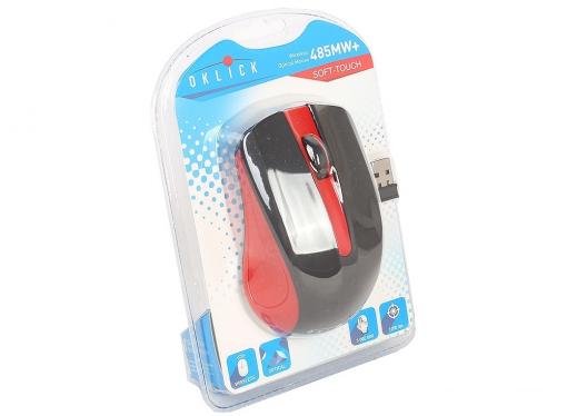 Мышь Oklick 485MW+ черный/красный оптическая (1200dpi) беспроводная USB (2but)