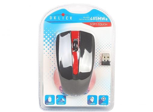 Мышь Oklick 485MW+ черный/красный оптическая (1200dpi) беспроводная USB (2but)
