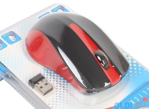 Мышь Oklick 485MW+ черный/красный оптическая (1200dpi) беспроводная USB (2but)