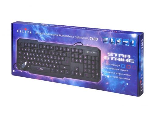 Клавиатура Oklick 740G black USB LED