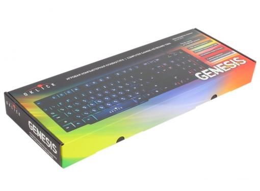Клавиатура игровая Oklick 760G black USB LED, алюминиевое основание, RGB-подсветка с разными режимами